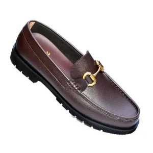 Casual Brown Loafers with Elegant Metal Bit MR521
