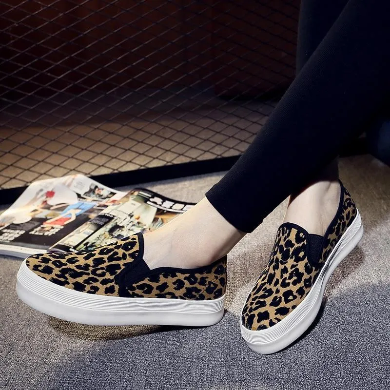 Casual Flat Shoes Women Canvas Slip On Flats Platform Loafers