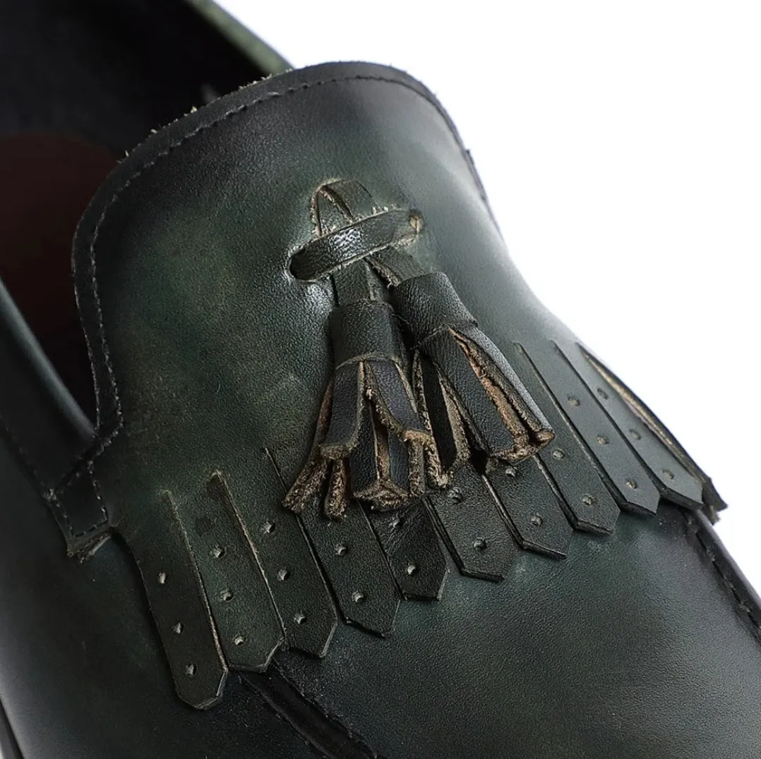 CAVANELI GREEN TASSER LOAFERS