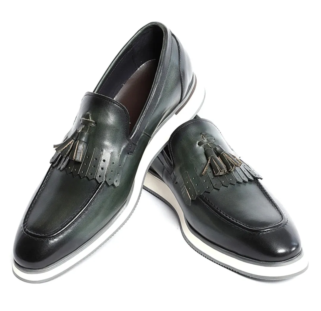 CAVANELI GREEN TASSER LOAFERS