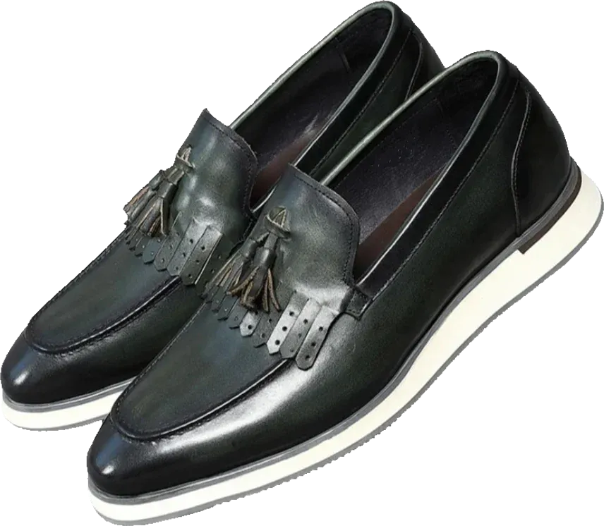 CAVANELI GREEN TASSER LOAFERS