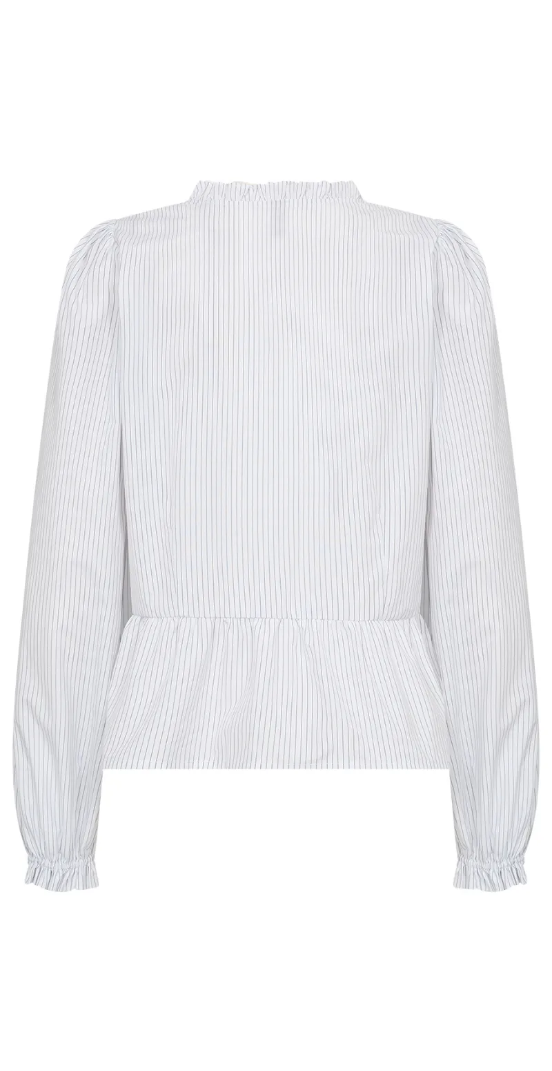 Celeste bluse med smock og nålestrib hvid