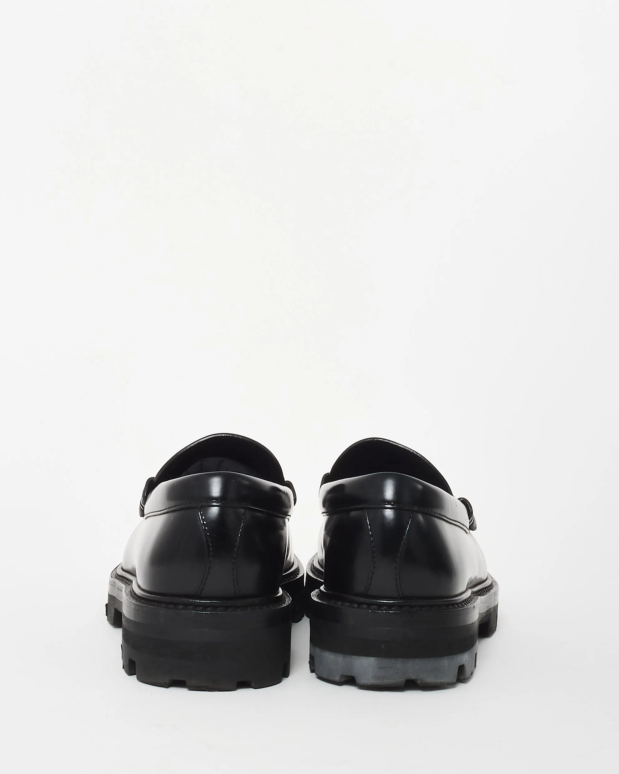 Celine Black Leather Triomphe Logo Margaret Loafers - 36.5
