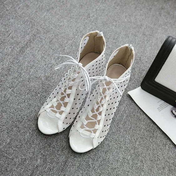 Chic Fish Mouth Polka Dot Mesh Sandals