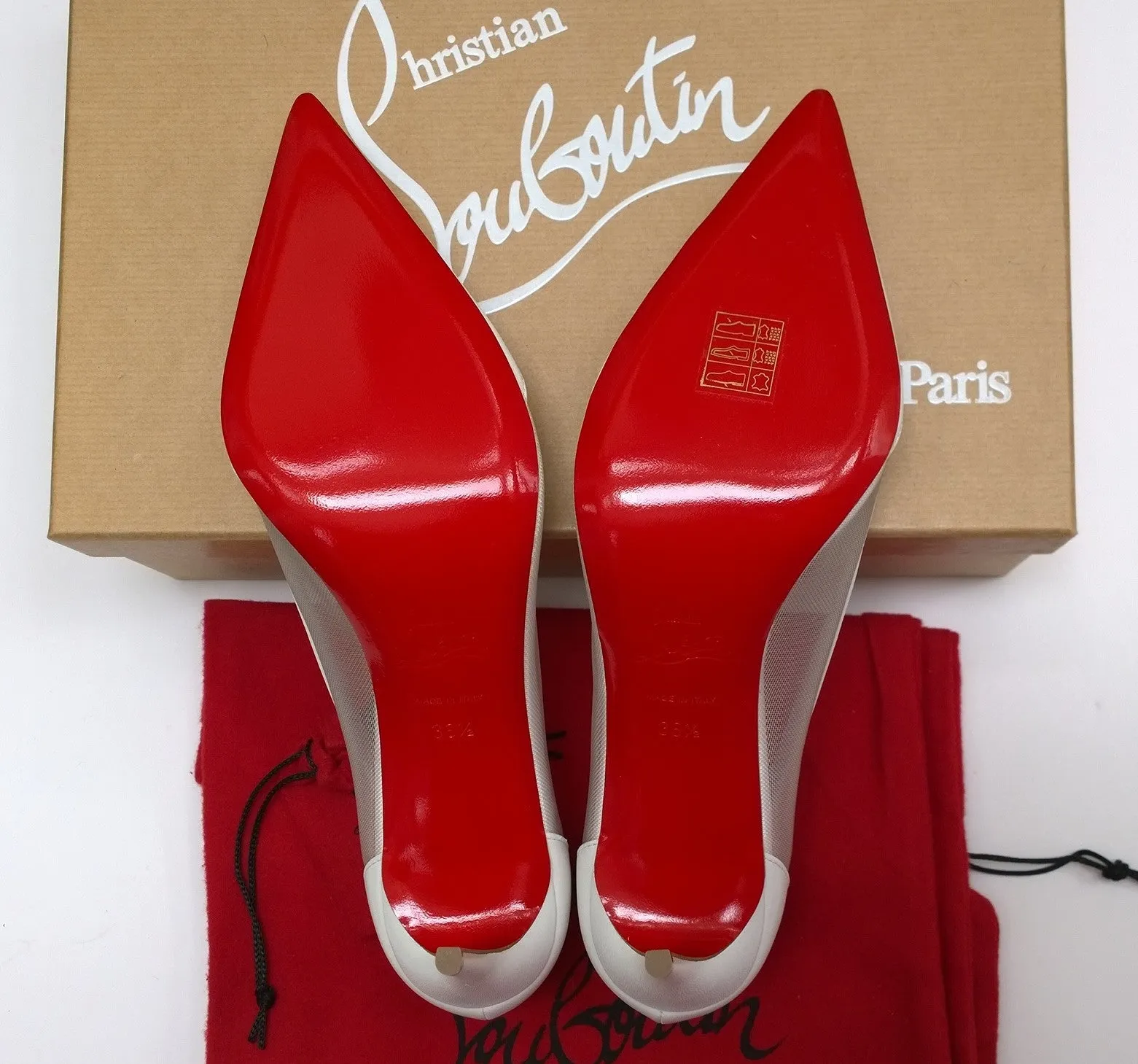 Christian Louboutin Galativi 85 White Leather and Mesh Heels Bridal Wedding Shoes