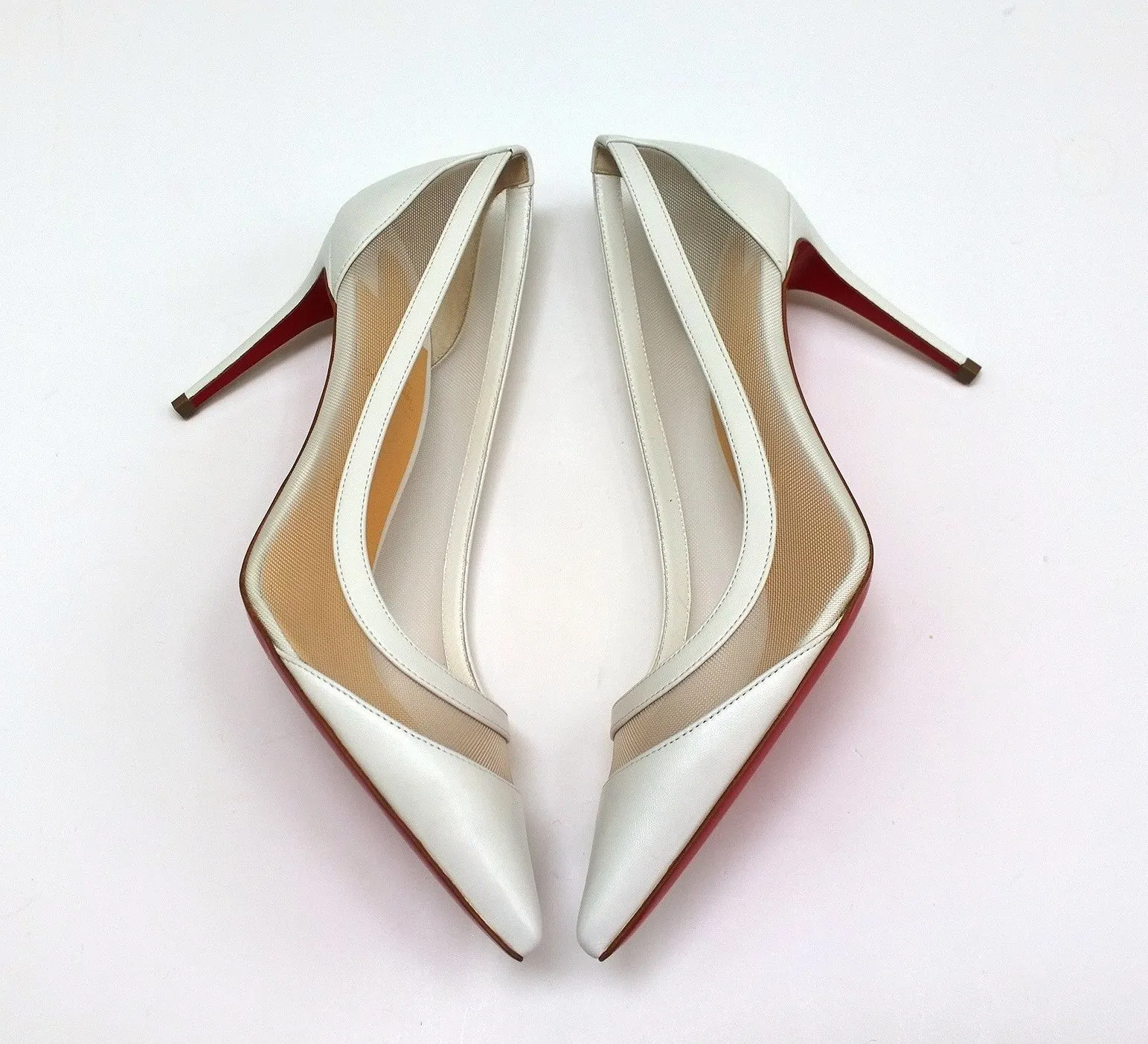 Christian Louboutin Galativi 85 White Leather and Mesh Heels Bridal Wedding Shoes