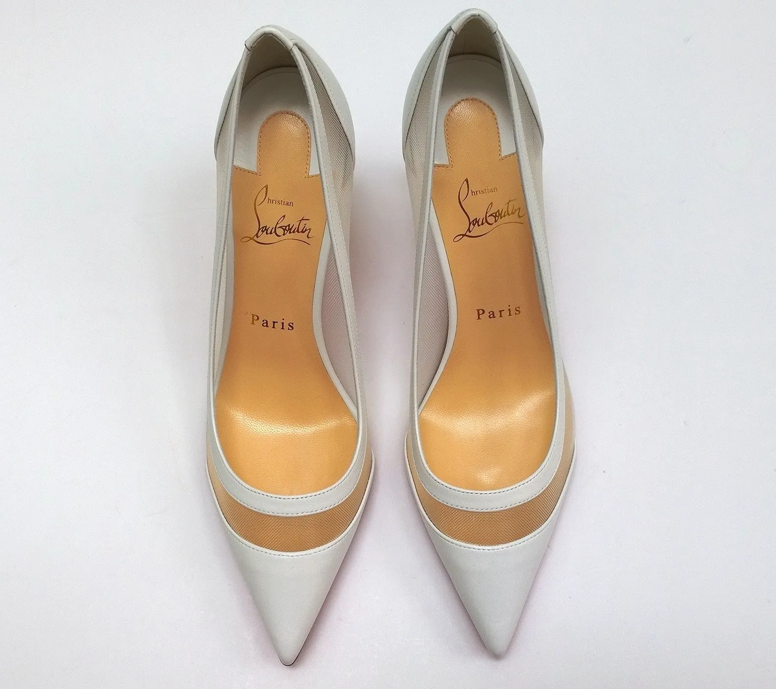 Christian Louboutin Galativi 85 White Leather and Mesh Heels Bridal Wedding Shoes