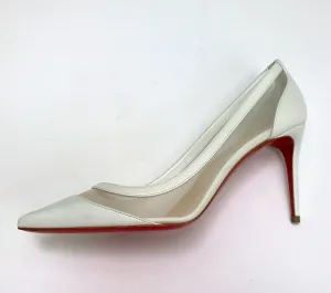 Christian Louboutin Galativi 85 White Leather and Mesh Heels Bridal Wedding Shoes