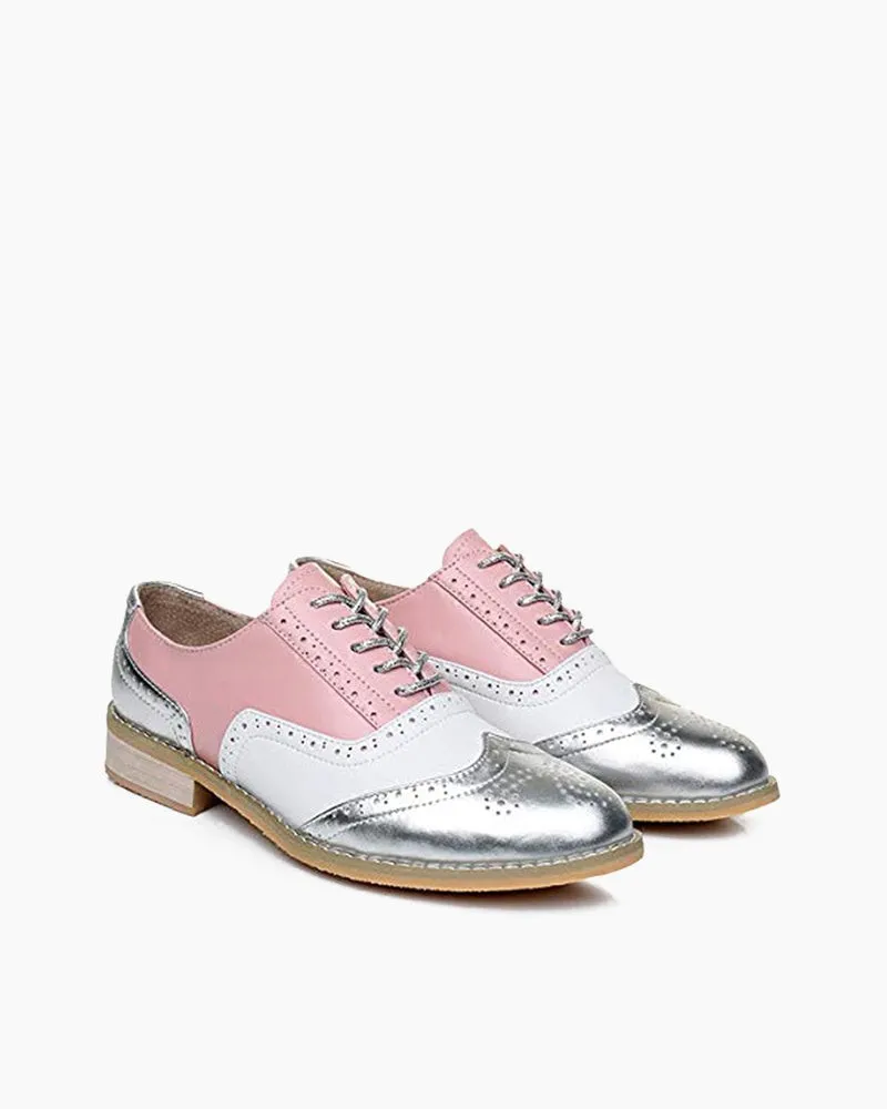 Classical Leather Wing-up Brogues Flat Lace-up Oxford Shoes