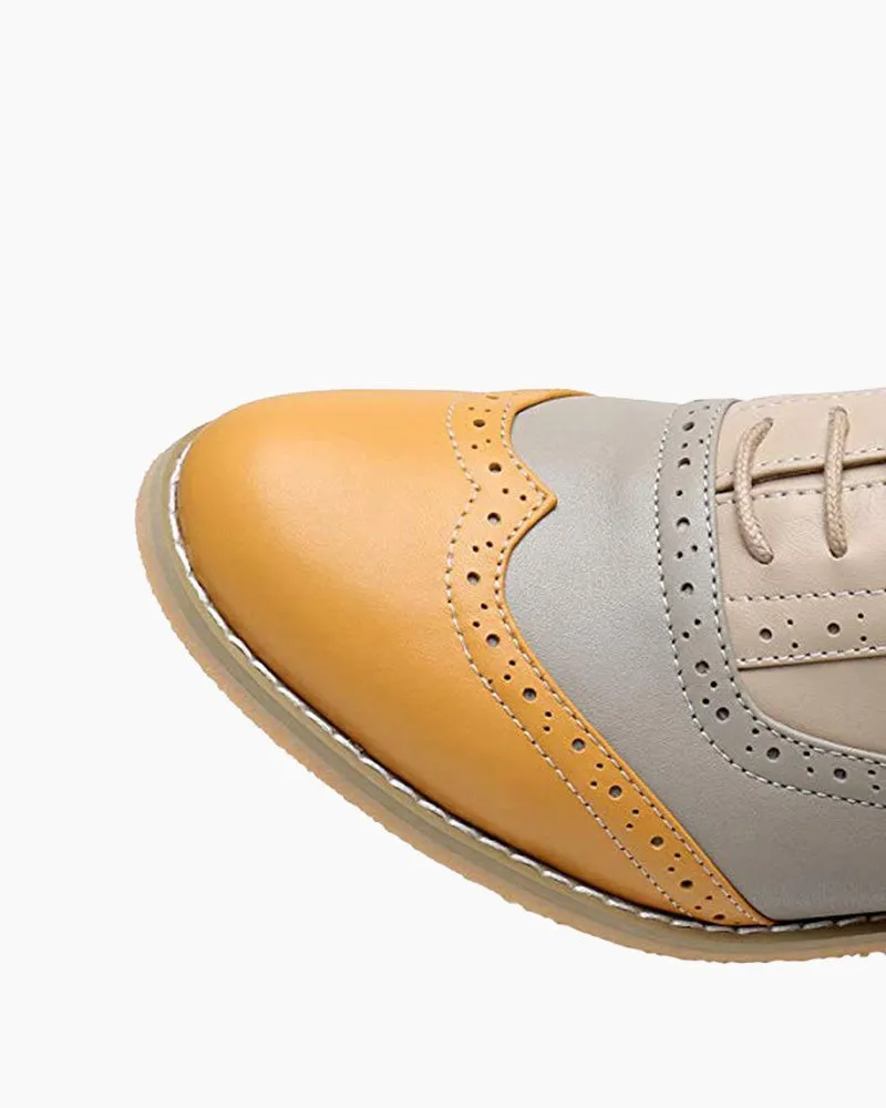 Classical Leather Wing-up Brogues Flat Lace-up Oxford Shoes