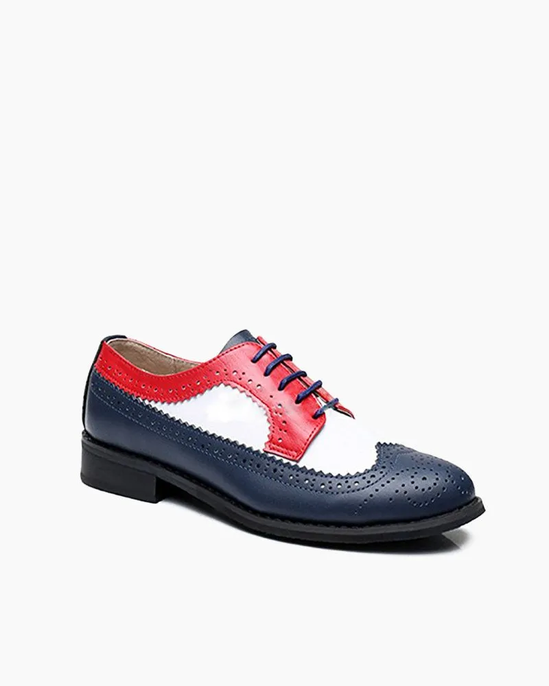 Classical Leather Wing-up Brogues Flat Lace-up Oxford Shoes