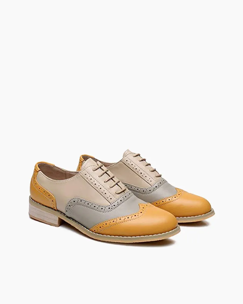 Classical Leather Wing-up Brogues Flat Lace-up Oxford Shoes