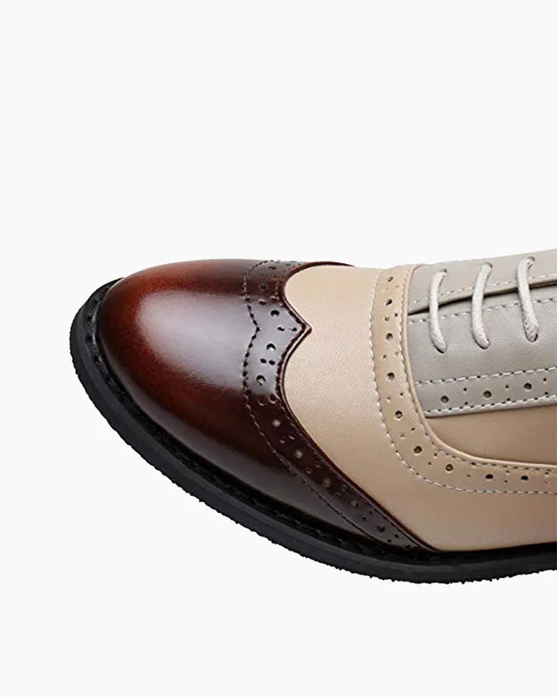 Classical Leather Wing-up Brogues Flat Lace-up Oxford Shoes