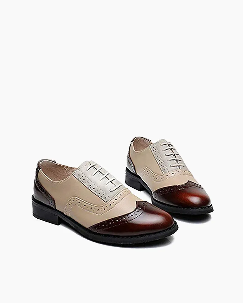 Classical Leather Wing-up Brogues Flat Lace-up Oxford Shoes