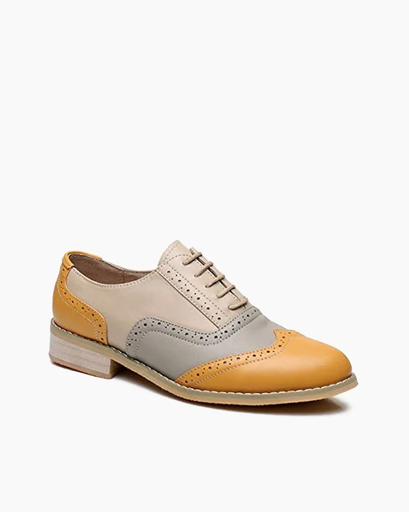 Classical Leather Wing-up Brogues Flat Lace-up Oxford Shoes