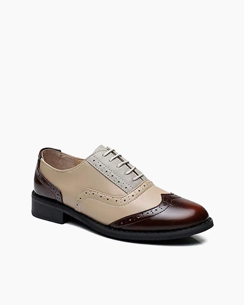 Classical Leather Wing-up Brogues Flat Lace-up Oxford Shoes