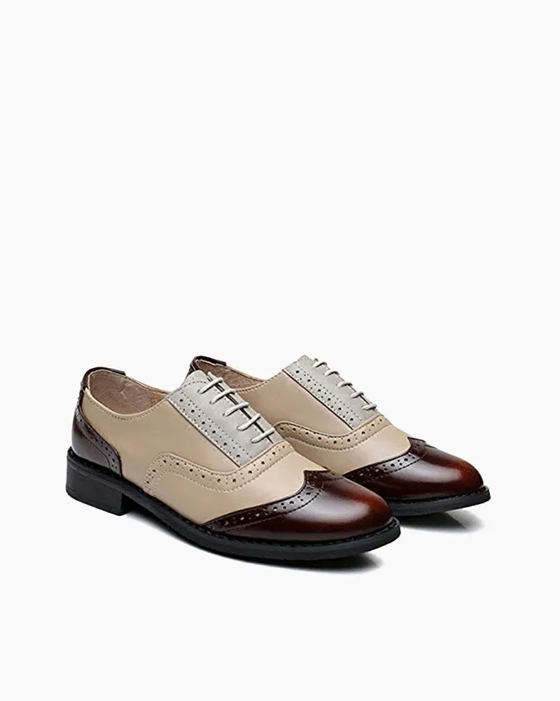 Classical Leather Wing-up Brogues Flat Lace-up Oxford Shoes