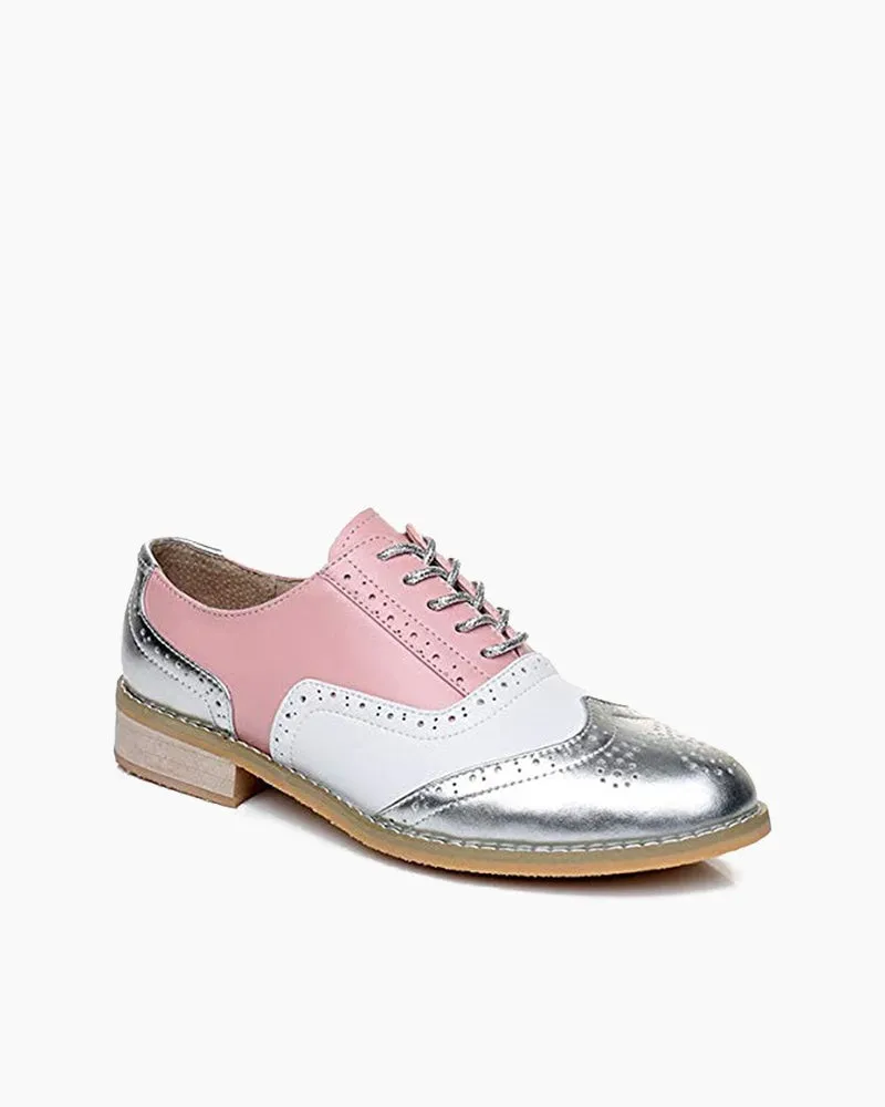 Classical Leather Wing-up Brogues Flat Lace-up Oxford Shoes
