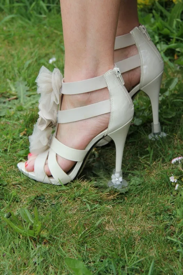 Clean Heels Black Heel Protector - with Black or White Flowers
