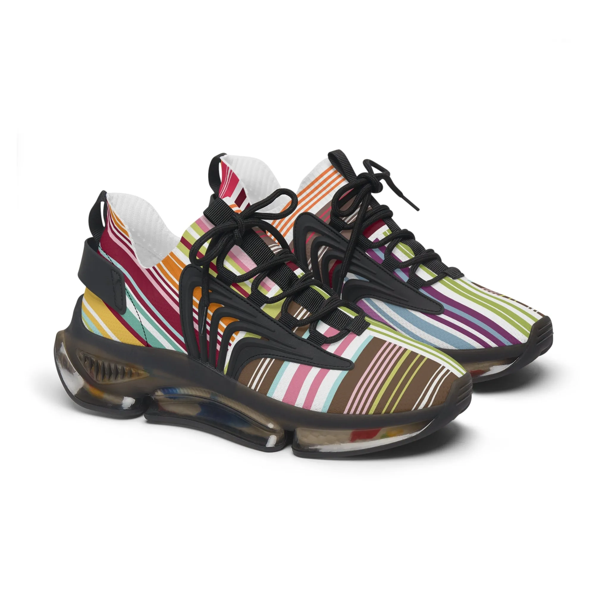Colorful Striped Women's Mesh Sneakers - Stylish & Comfortable Athletic Shoes