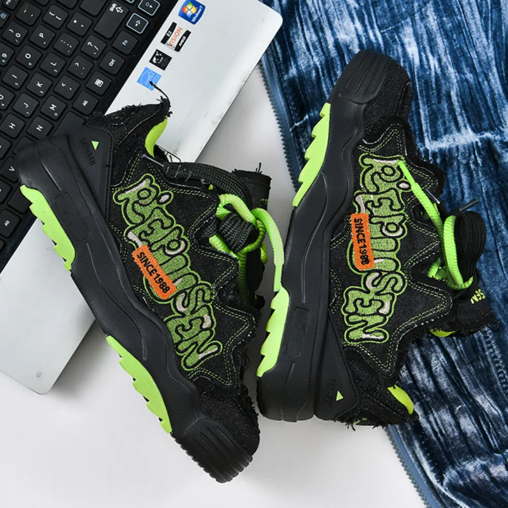 Comfortable Denim Letter Embroidered Sneaker