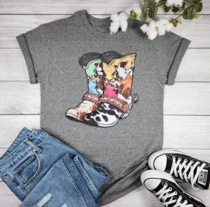 Cow Print Boot Tee