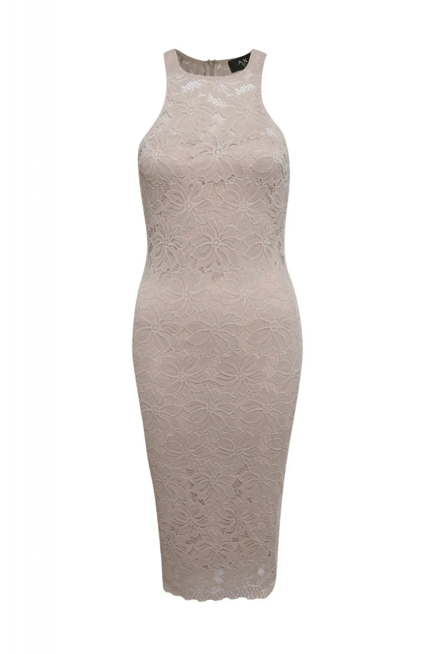 Cut In Neck Lace Bodycon Dress