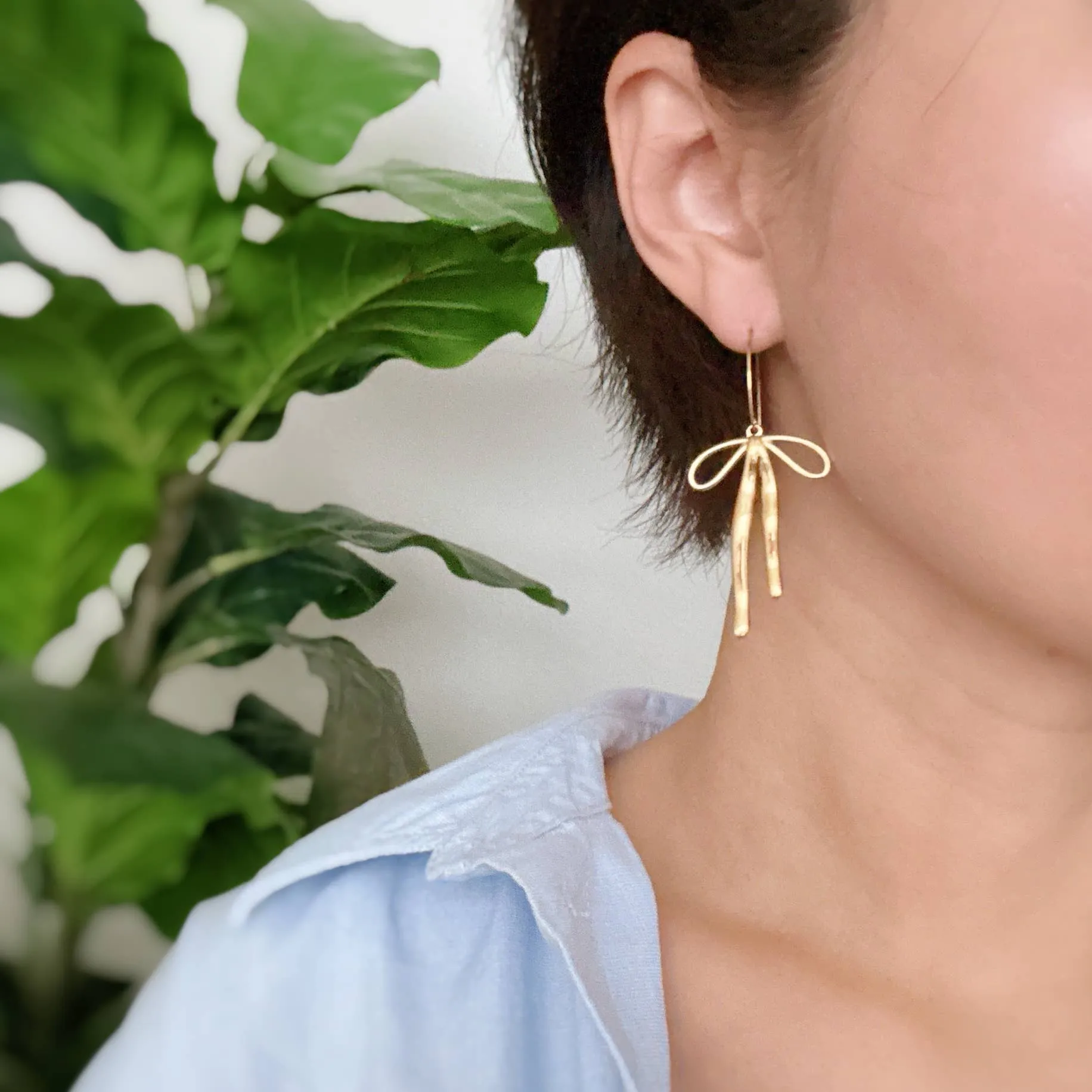 Delicate Bow Drop Earrings