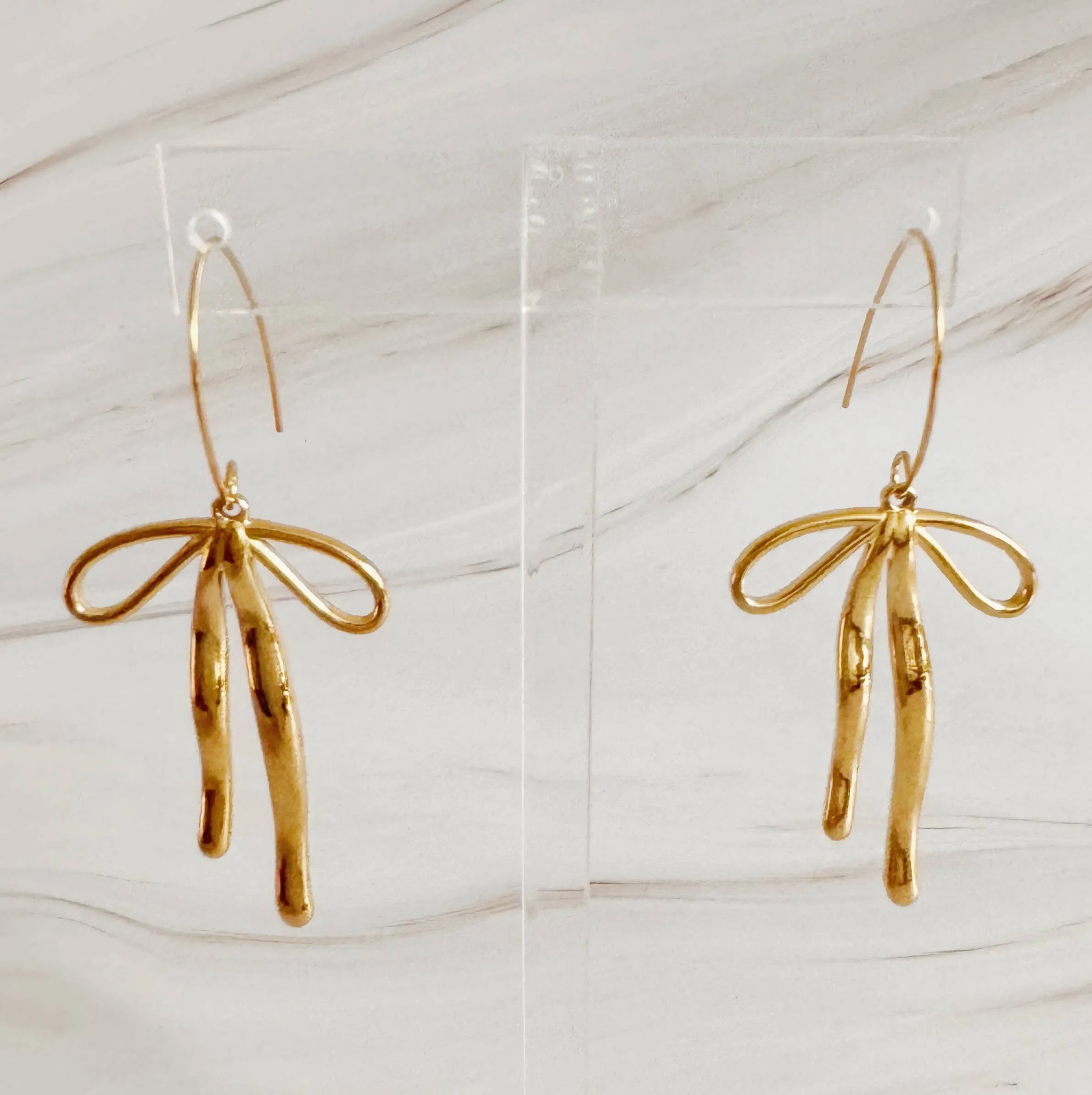 Delicate Bow Drop Earrings
