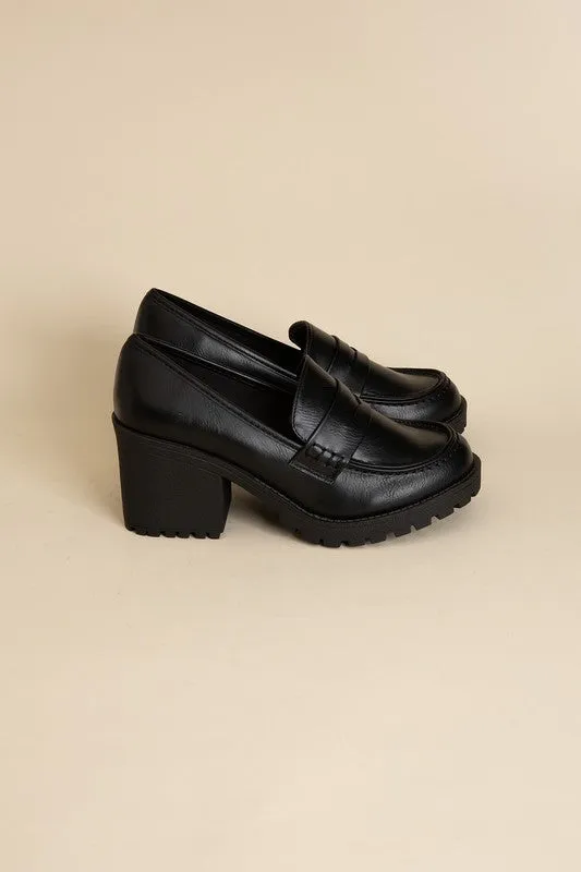 Dewi Block Heel Loafers – 3-Inch Heel, Modern Design, Versatile Shoes