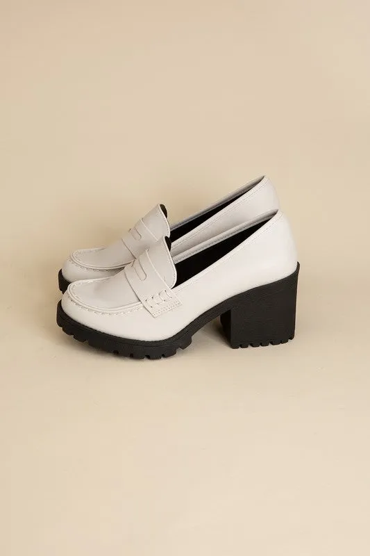 Dewi Block Heel Loafers – 3-Inch Heel, Modern Design, Versatile Shoes