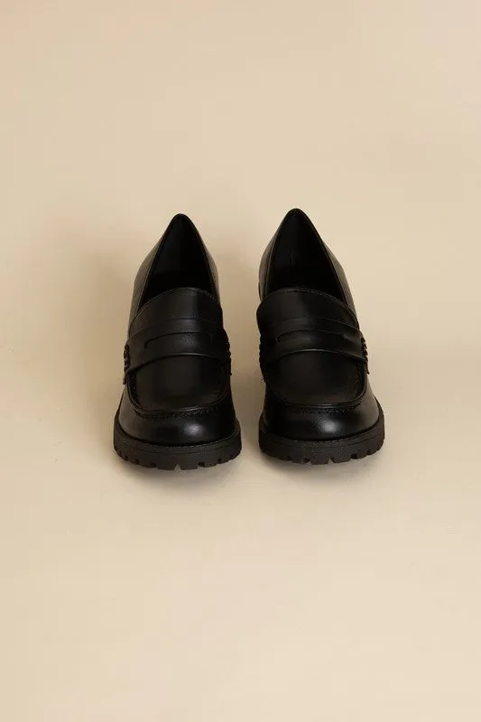 Dewi Block Heel Loafers – 3-Inch Heel, Modern Design, Versatile Shoes