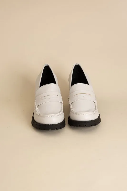 Dewi Block Heel Loafers – 3-Inch Heel, Modern Design, Versatile Shoes