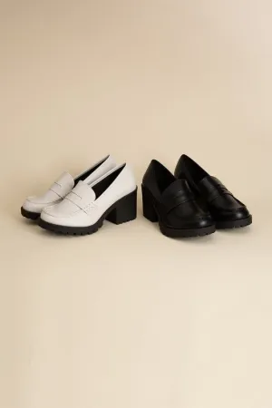 Dewi Block Heel Loafers – 3-Inch Heel, Modern Design, Versatile Shoes