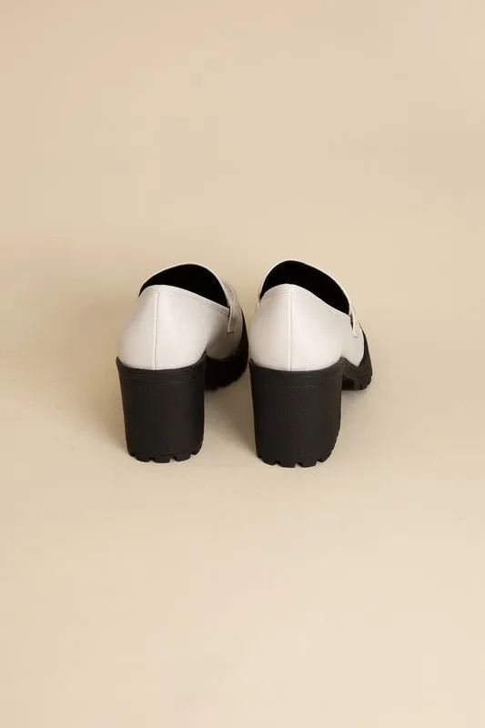 Dewi Block Heel Loafers – 3-Inch Heel, Modern Design, Versatile Shoes