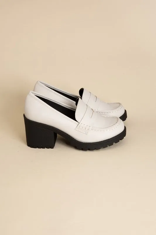 Dewi Block Heel Loafers – 3-Inch Heel, Modern Design, Versatile Shoes