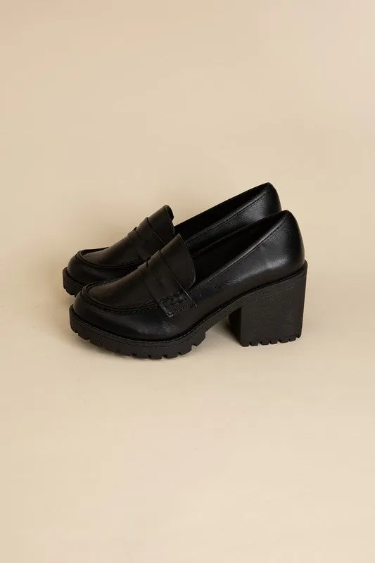 Dewi Block Heel Loafers – 3-Inch Heel, Modern Design, Versatile Shoes