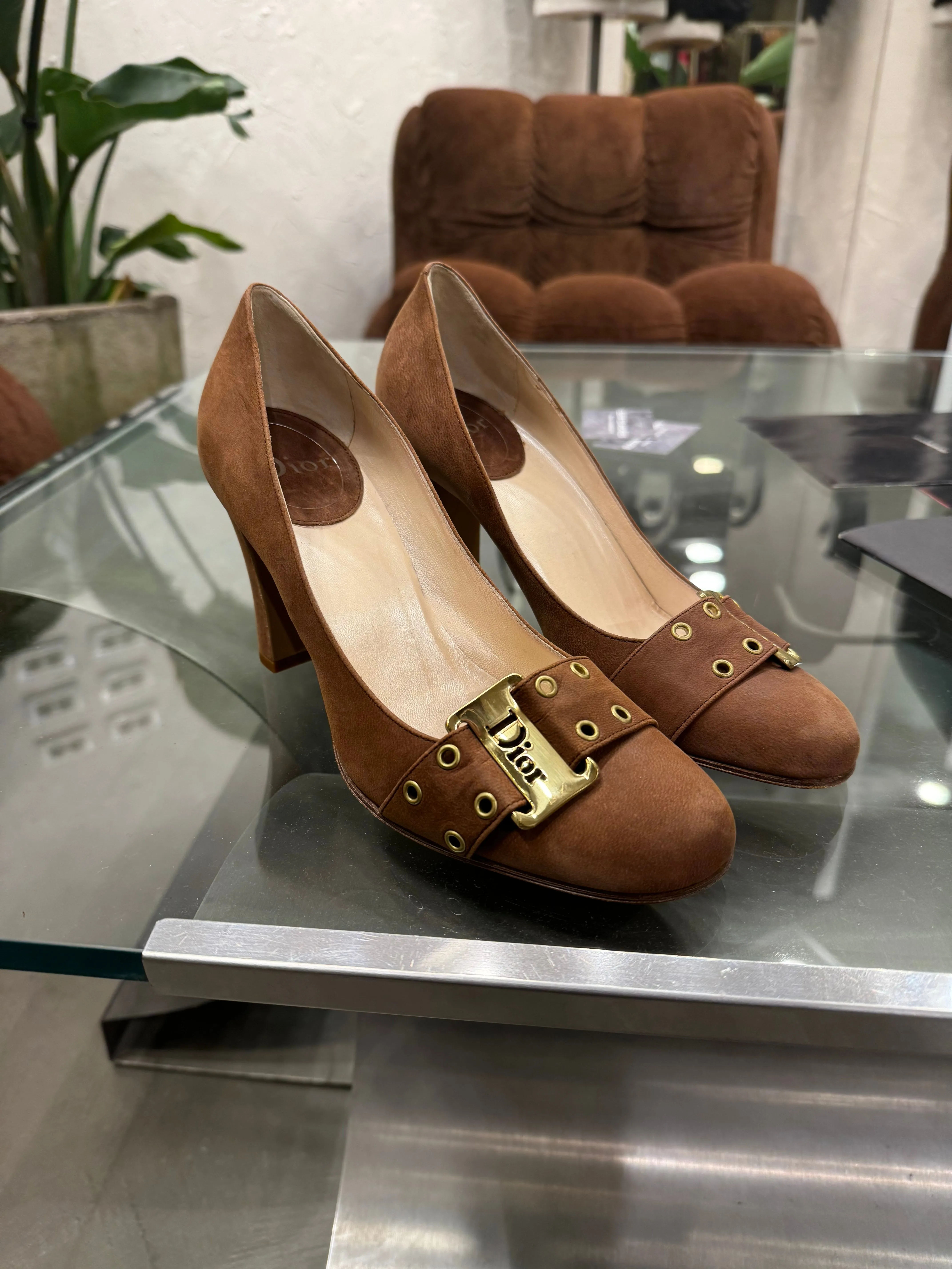 Dior buckle logo heels