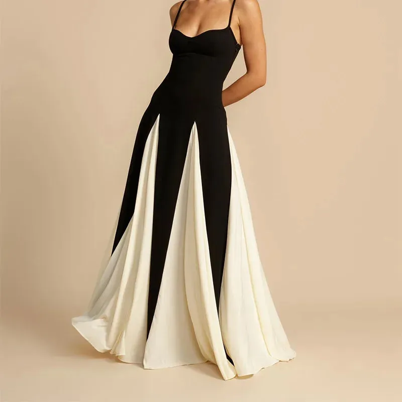 Elegant Black and White Maxi Dress – Timeless Evening Glamour