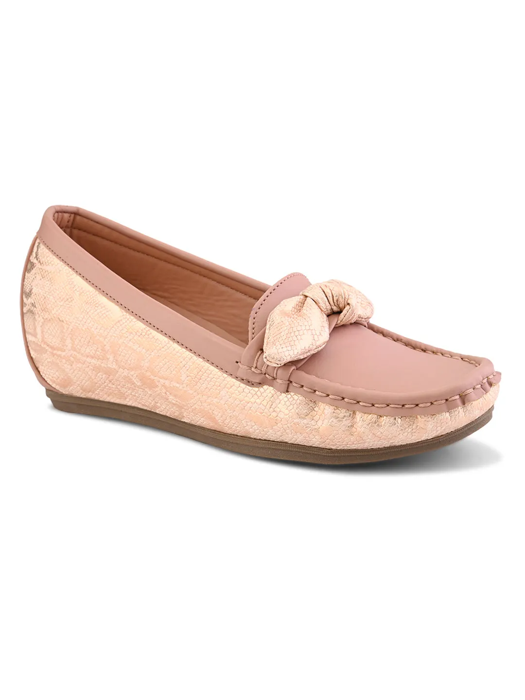 Elegant Bow with Snake-Print Loafers