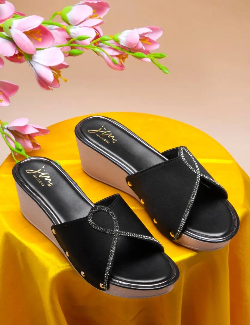 Elegant Embellished Wedge Heels