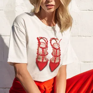 Elegant High Heels White Tee U