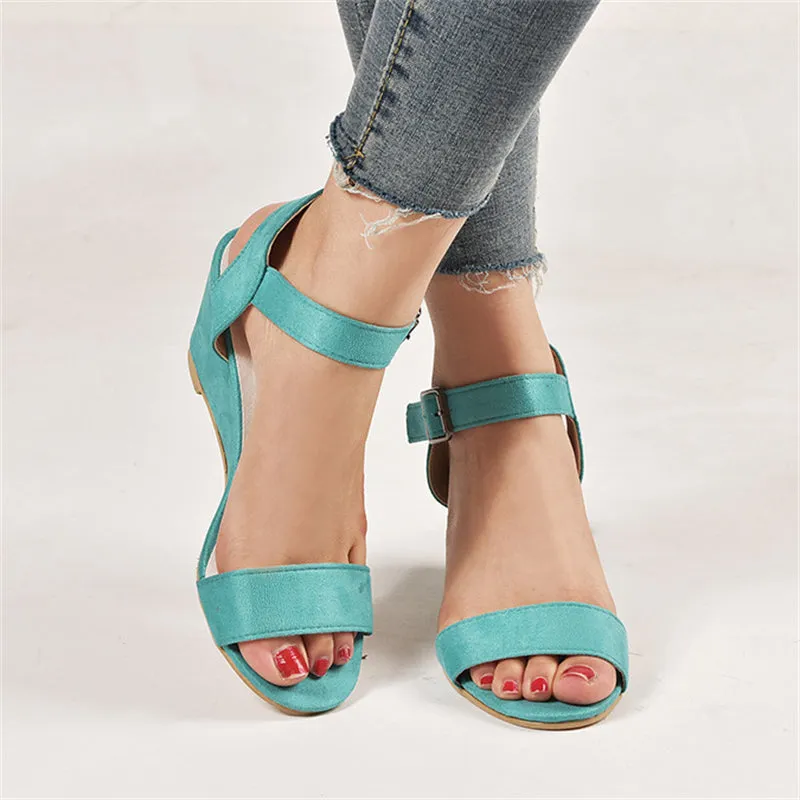 Elegant Ladies Peep-toe Wedge Heels All Match Buckle Sandals