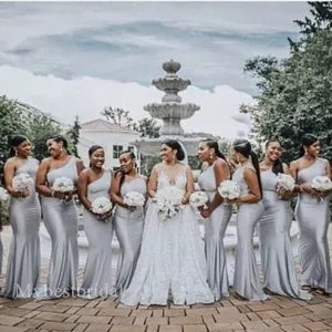 Elegant One shoulder Sleeveless Mermaid Bridesmaid  Dressess, BDS0375