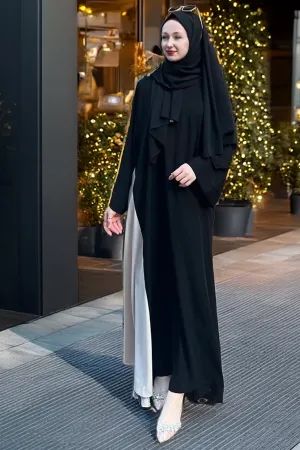 Elegant Onyx Two-Tone Crepe Abaya