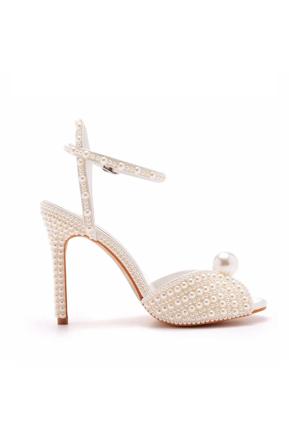 Elegant Pearl Peep Toe Stiletto Ultra High Heels