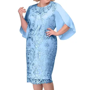 Elegant Plus Size Lace Embroidered Dress – Flowy Ruffles & Timeless Charm