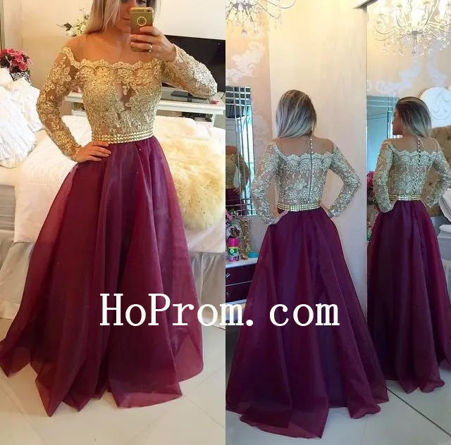 Elegant Prom Dresses,Gold Beading Prom Dress,Evening Dress