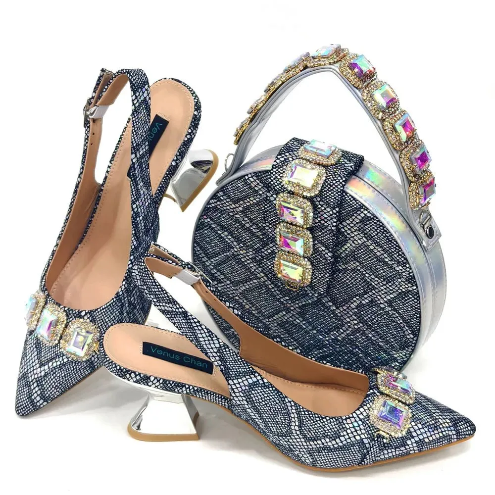 Elegant Rhinestone Heels & Bag Set  - Ideal for Weddings