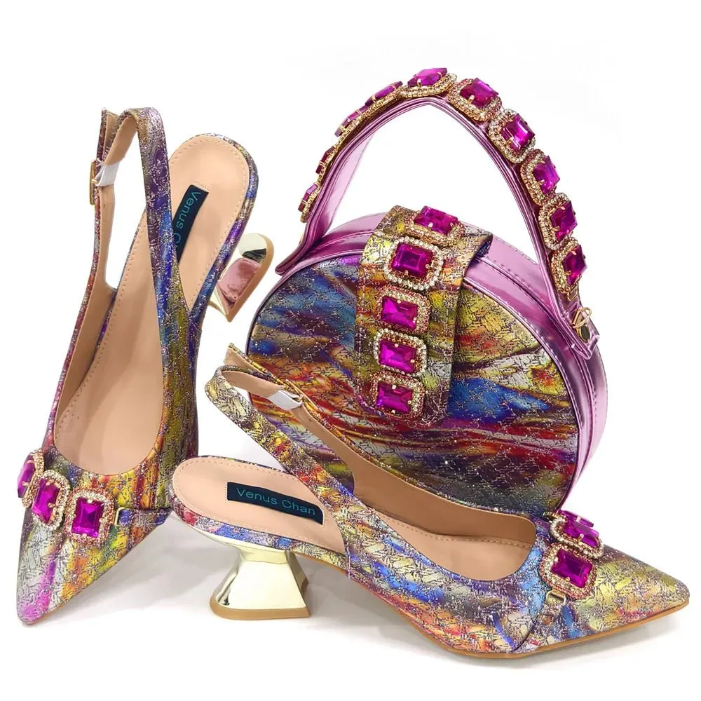 Elegant Rhinestone Heels & Bag Set  - Ideal for Weddings